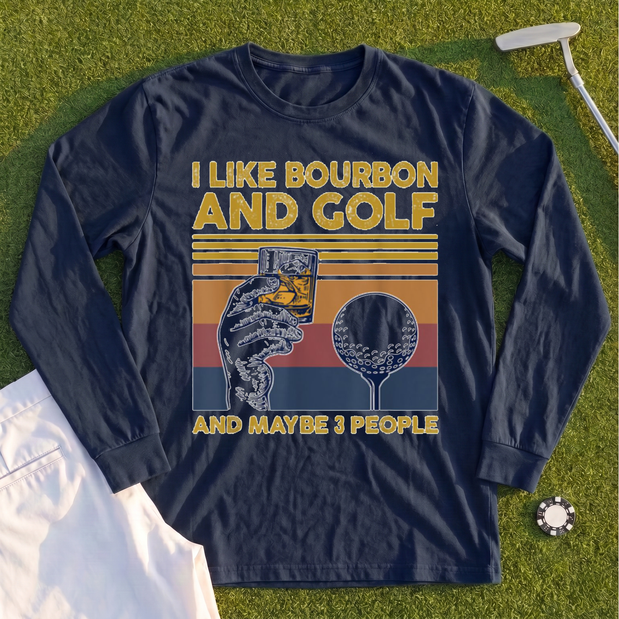 I Like Bourbon and Golf Long Sleeve Tee