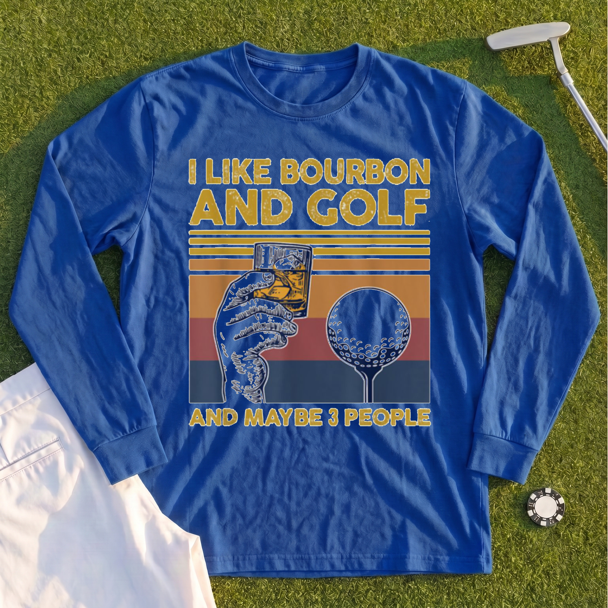I Like Bourbon and Golf Long Sleeve Tee
