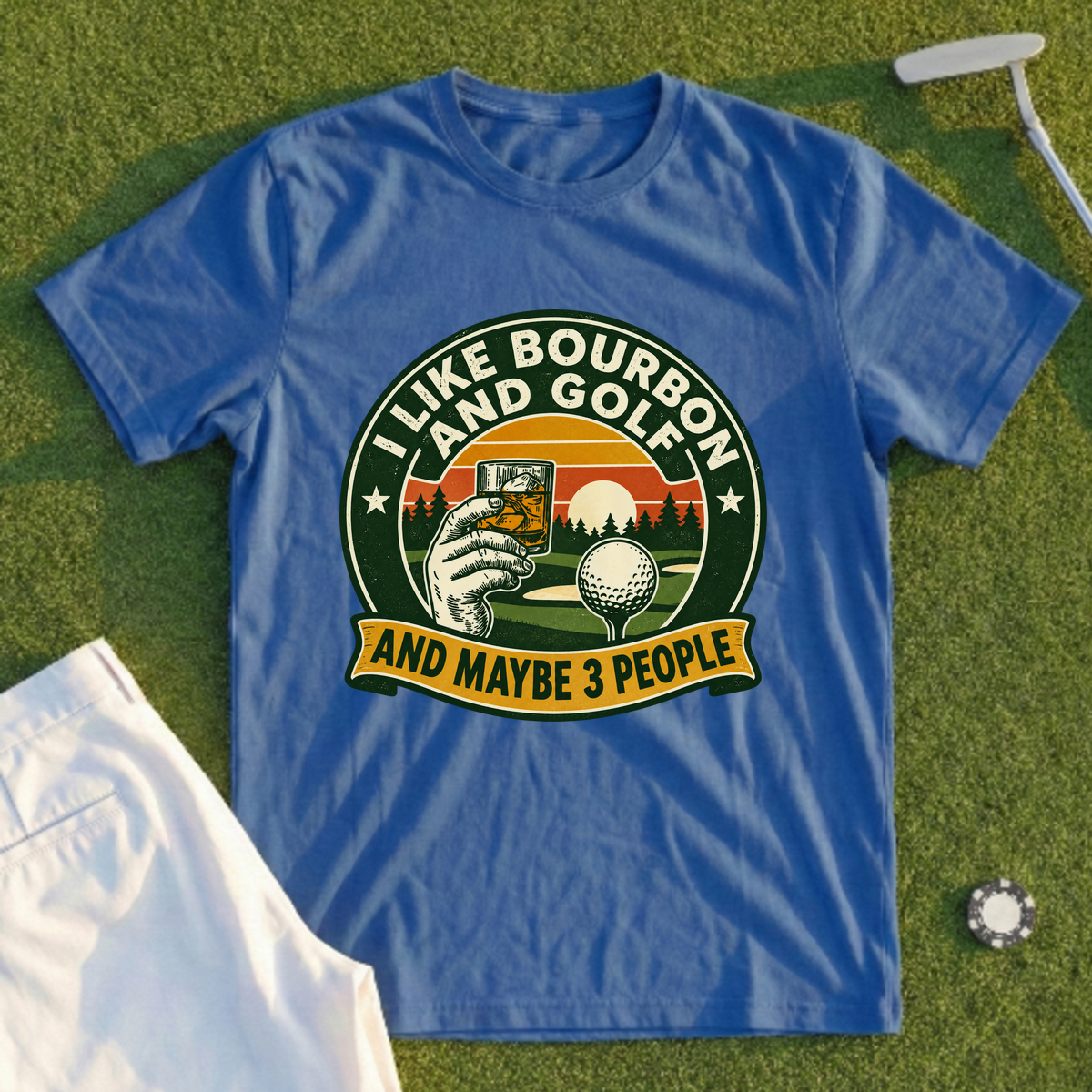 I Like Bourbon And Golf Park Badge Tee