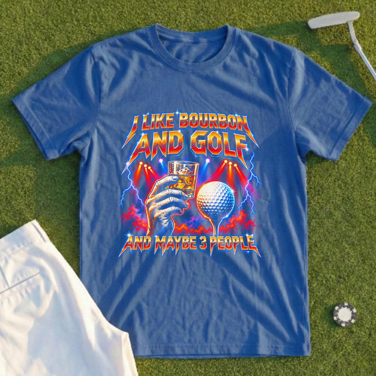 I Like Bourbon And Golf Rock Tour Tee