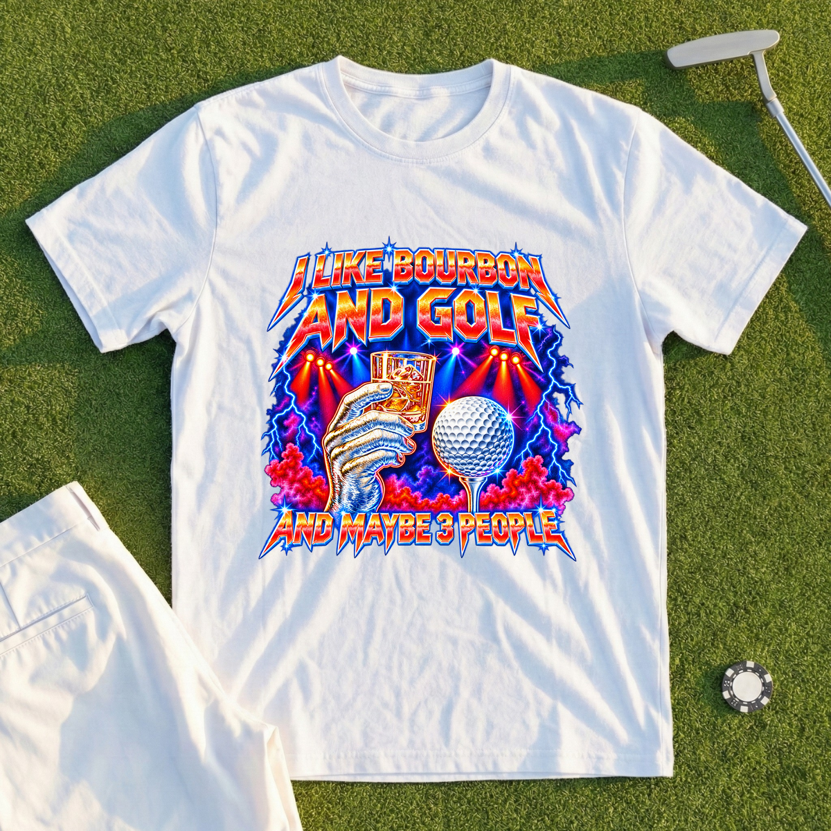 I Like Bourbon And Golf Rock Tour Tee