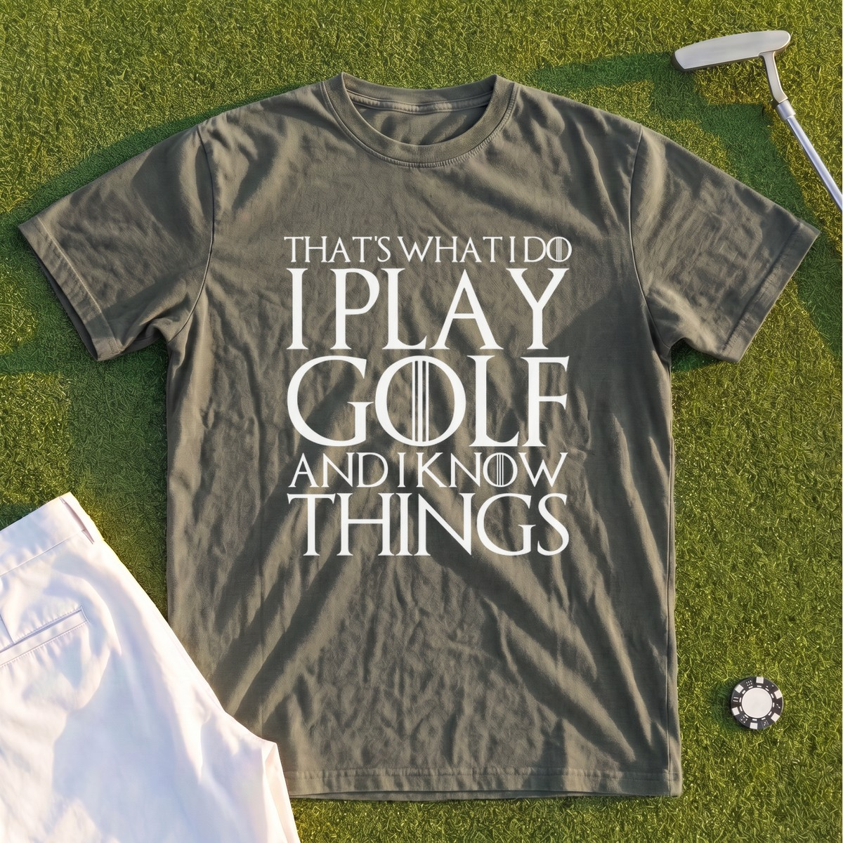 I Play Golf And Know Things Premium Tee