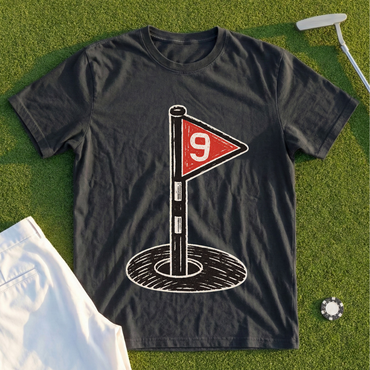 Linocut Flag On The Green Tee