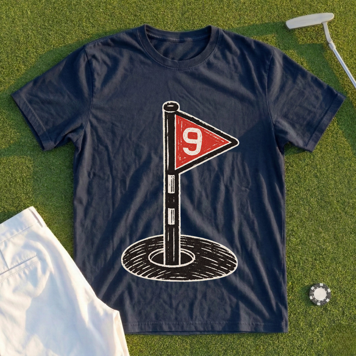 Linocut Flag On The Green Tee