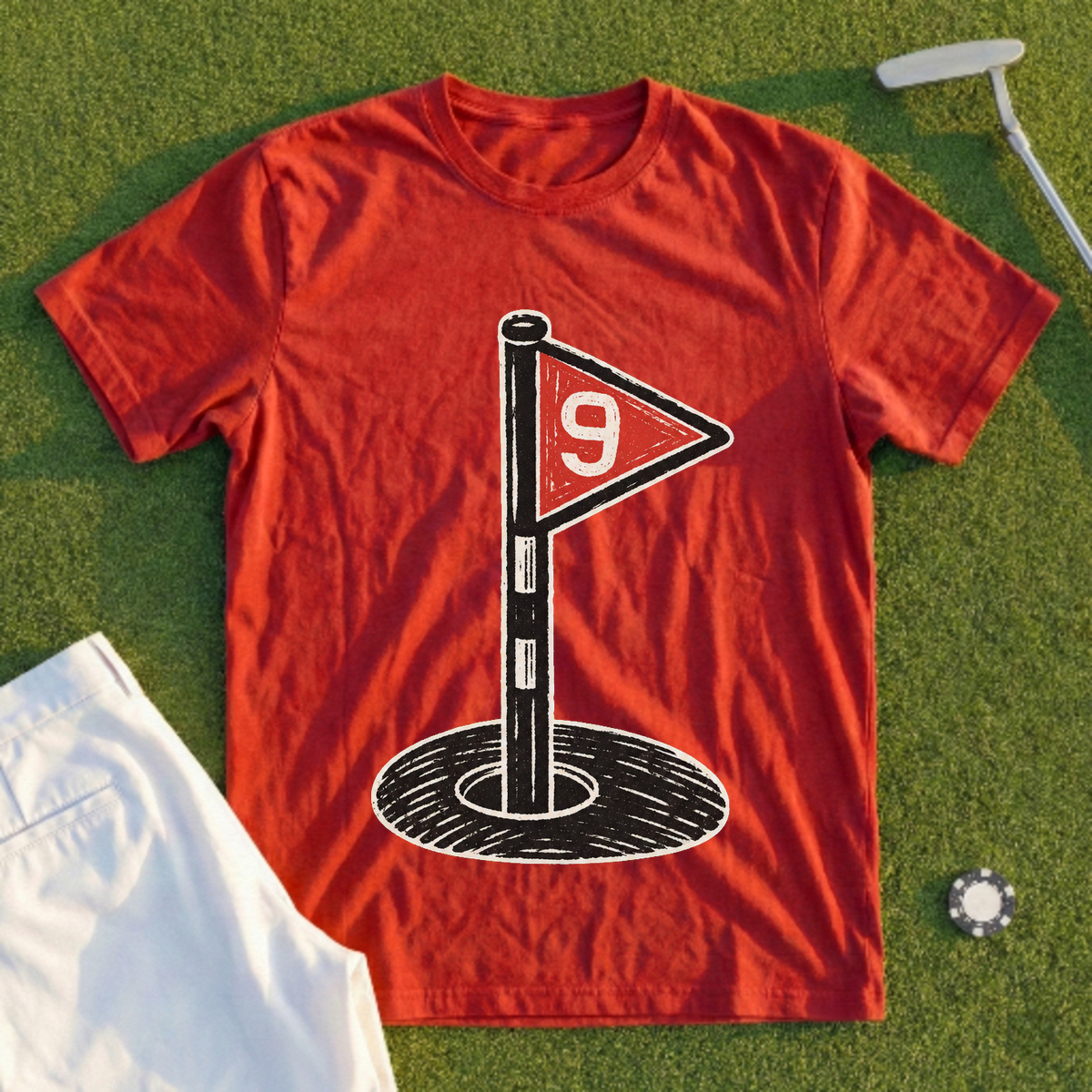 Linocut Flag On The Green Tee