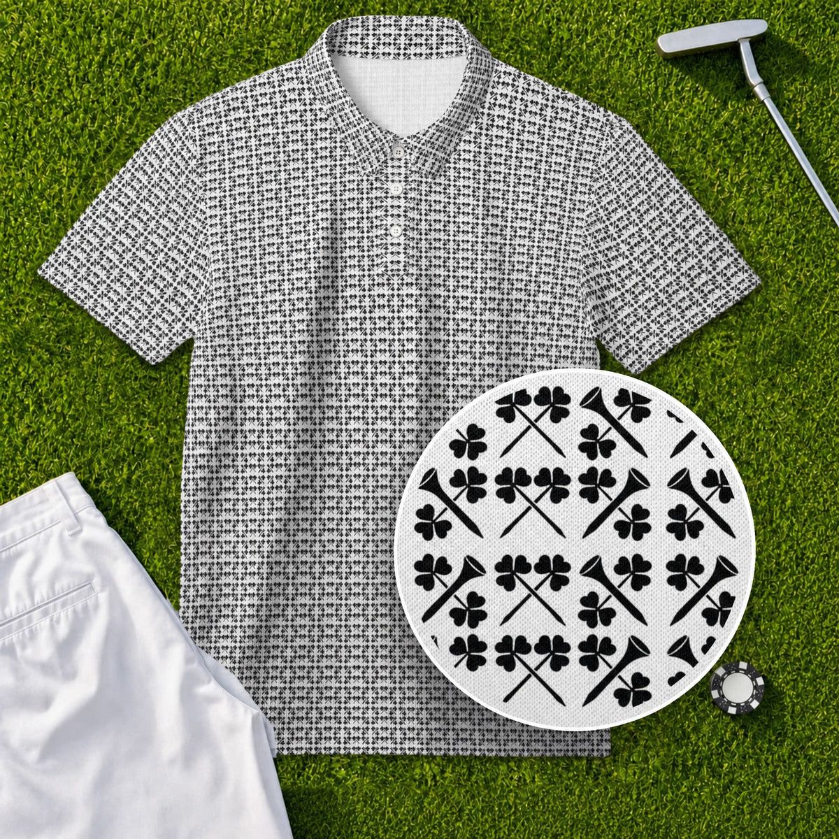 Lucky Clubs Performance Print Polo