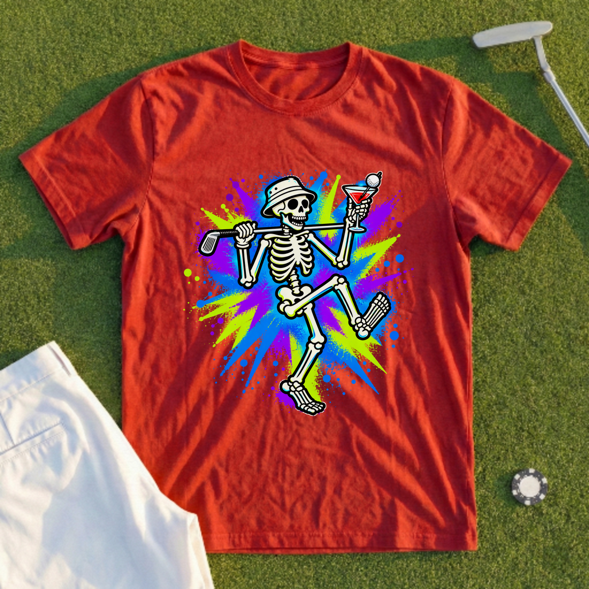 Martini Skeleton Strut Graffiti Tee