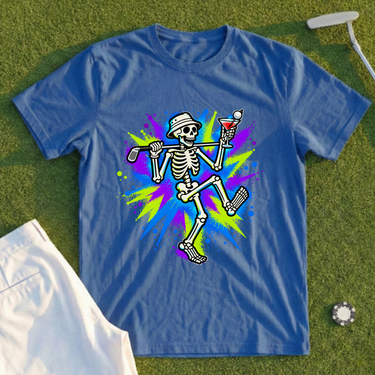 Martini Skeleton Strut Graffiti Tee