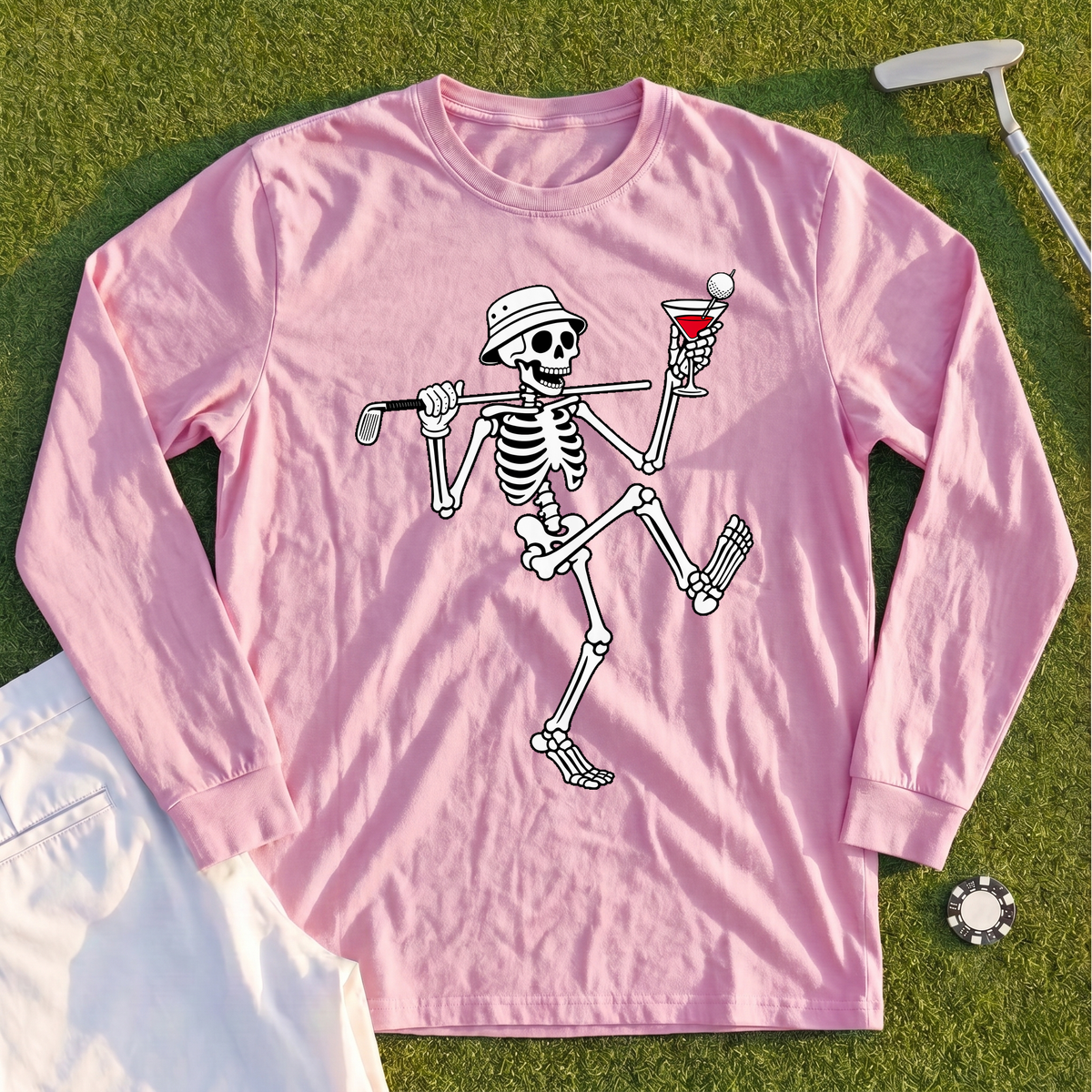 Martini Skeleton Strut Long Sleeve Tee