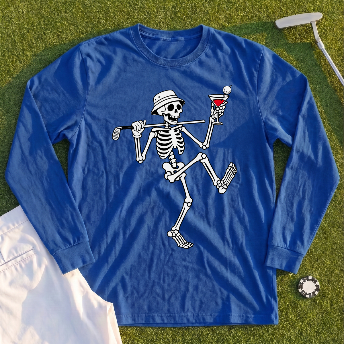 Martini Skeleton Strut Long Sleeve Tee