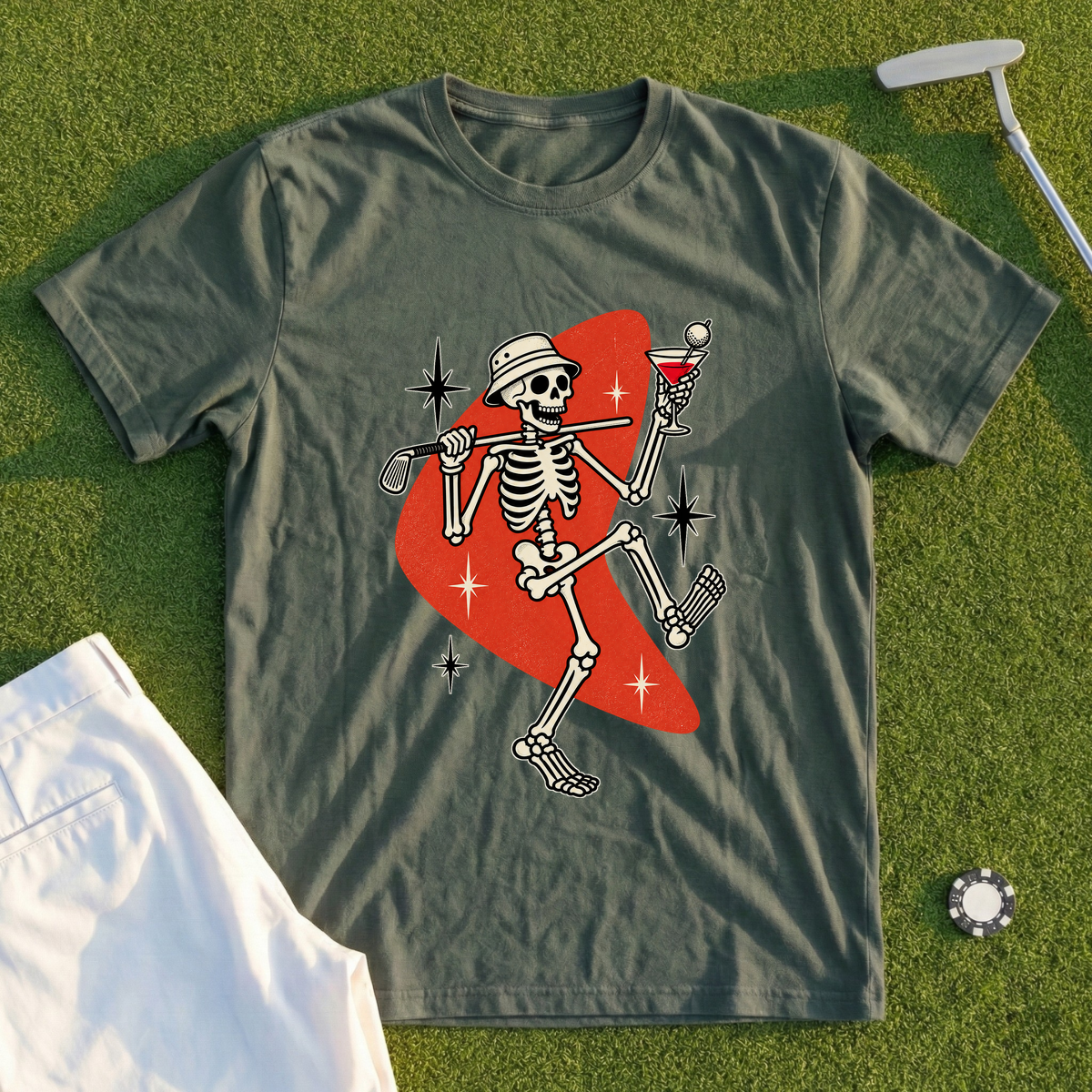 Martini Skeleton Strut Propaganda Tee