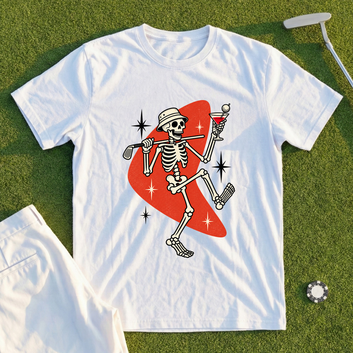 Martini Skeleton Strut Propaganda Tee