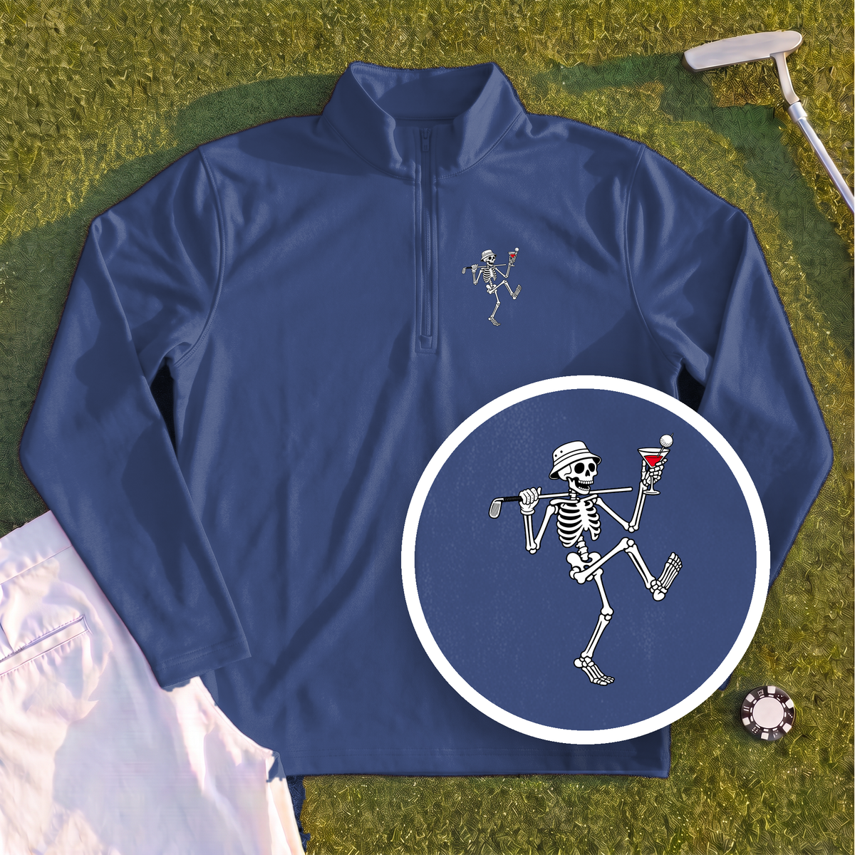Martini Skeleton Strut Quarter Zip