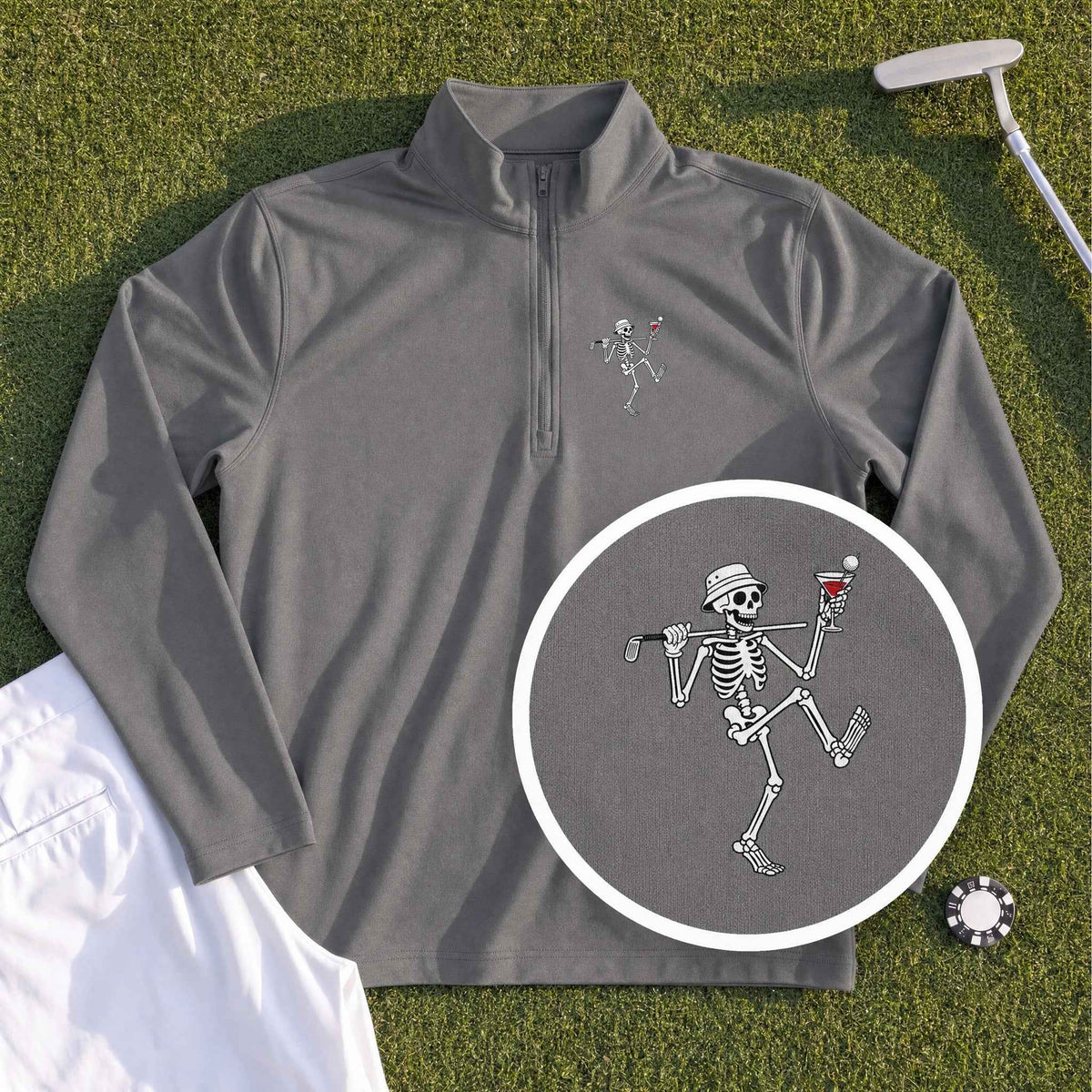 Martini Skeleton Strut Quarter Zip