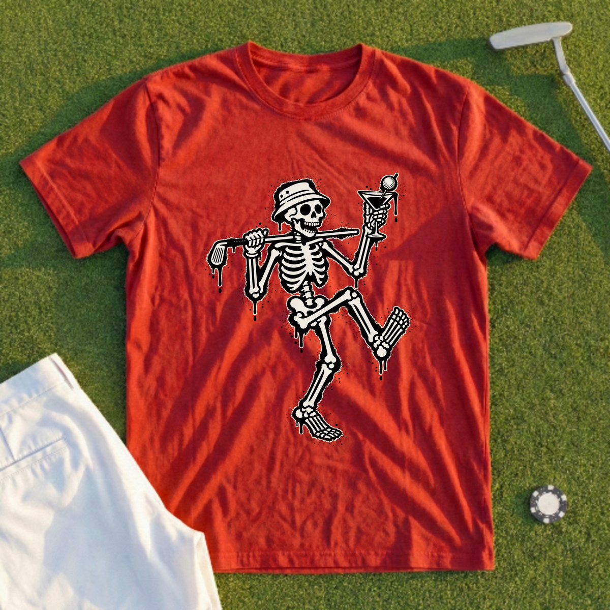 Martini Skeleton Strut Street Art Tee