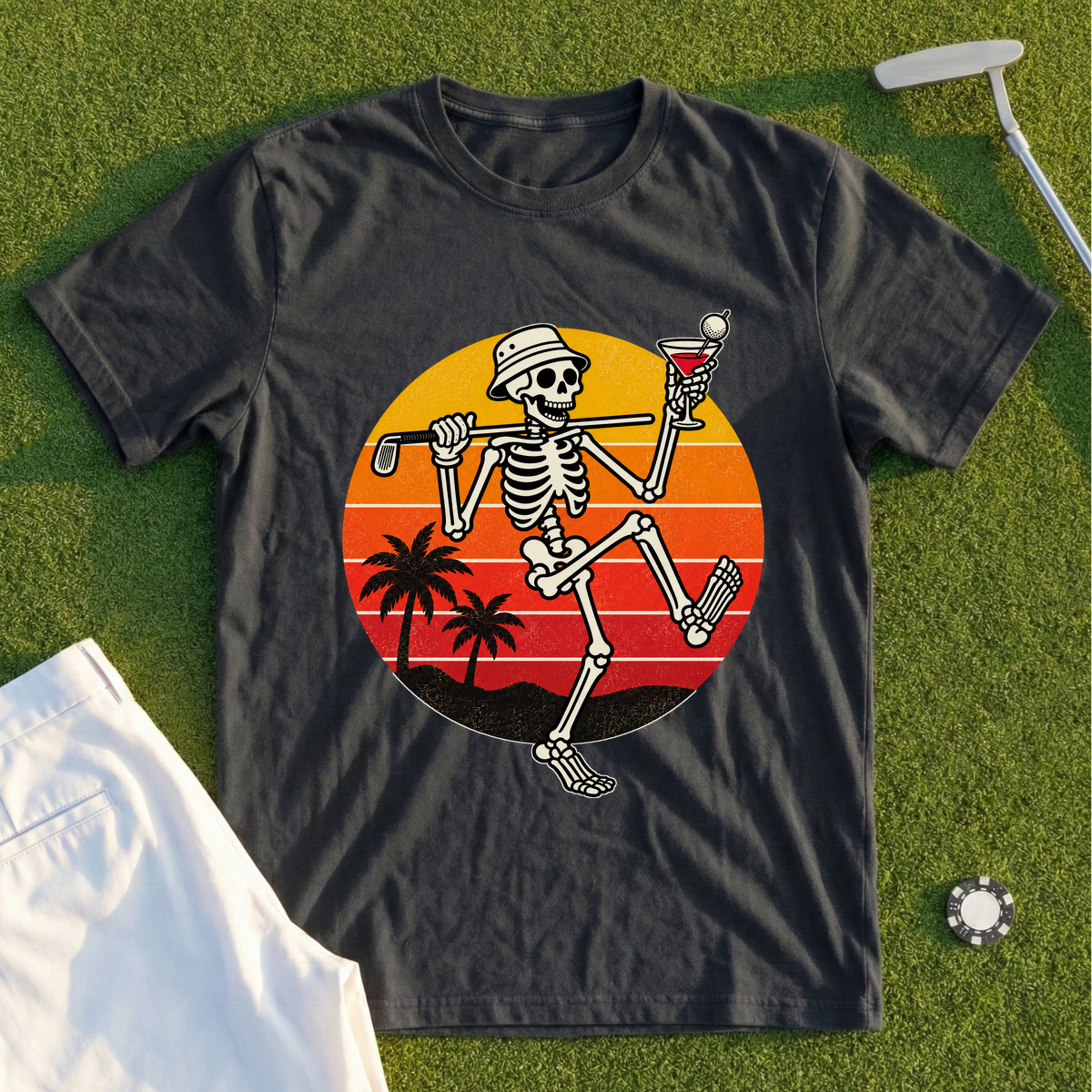 Martini Skeleton Strut Sunset Tee