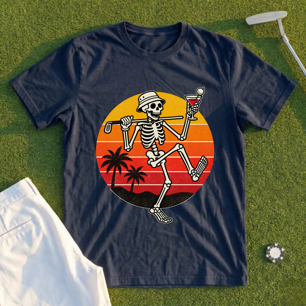 Martini Skeleton Strut Sunset Tee