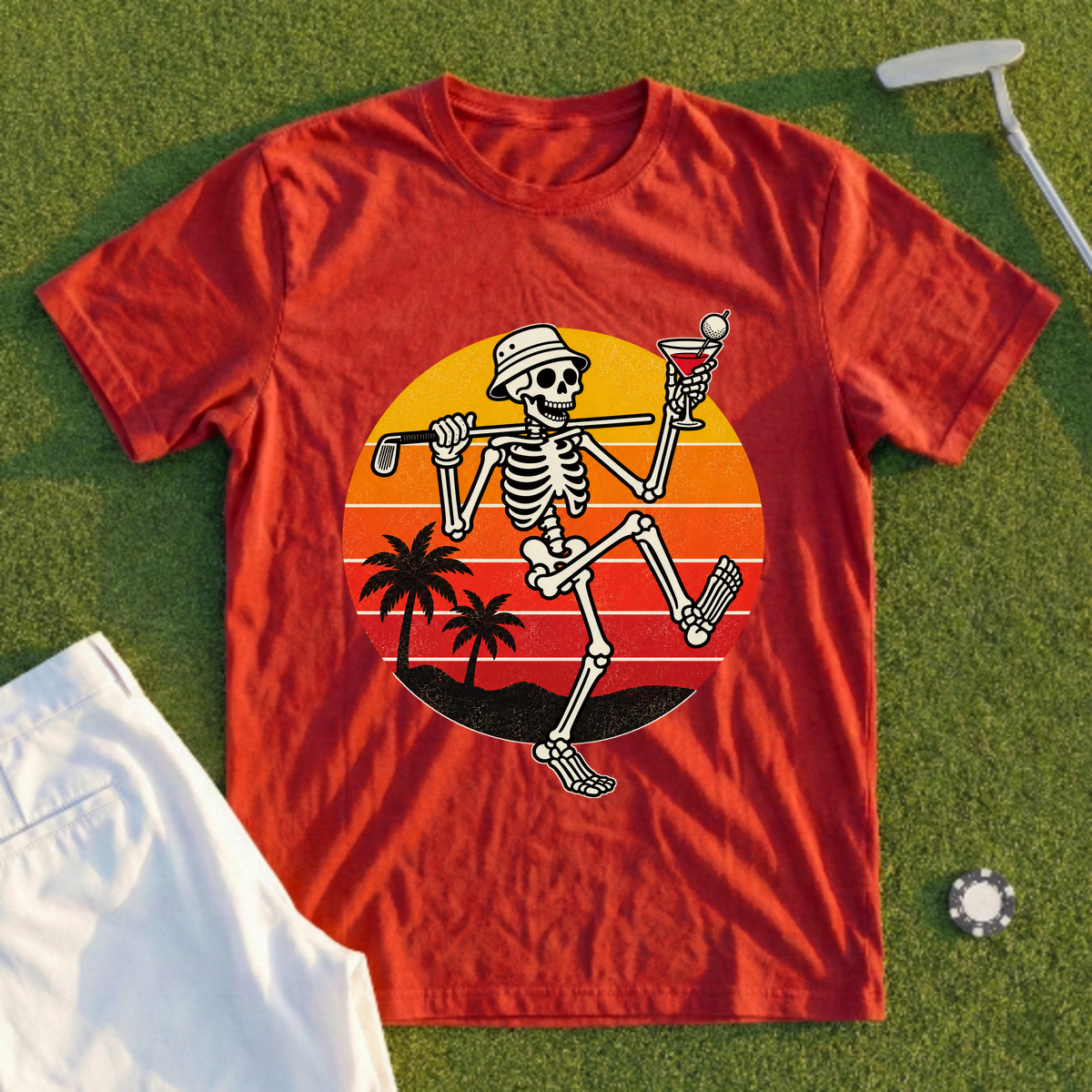 Martini Skeleton Strut Sunset Tee