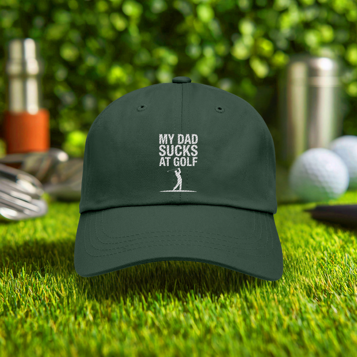 My Dad Sucks At Golf Embroidered Hat