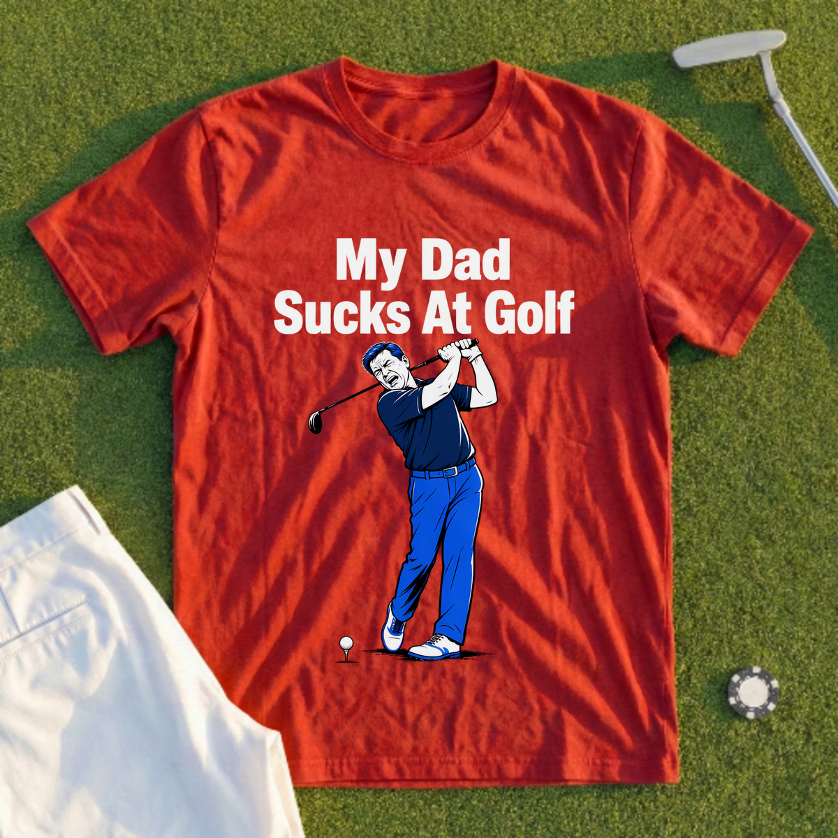 My Dad Sucks At Golf, Full-Color Whiff Tee