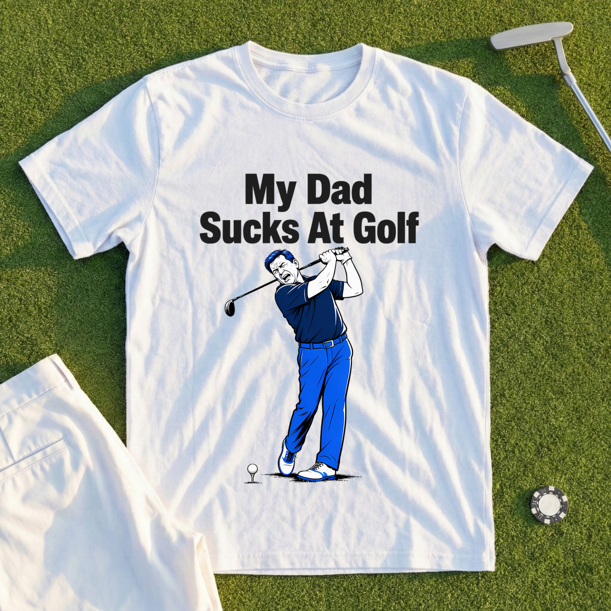 My Dad Sucks At Golf, Full-Color Whiff Tee
