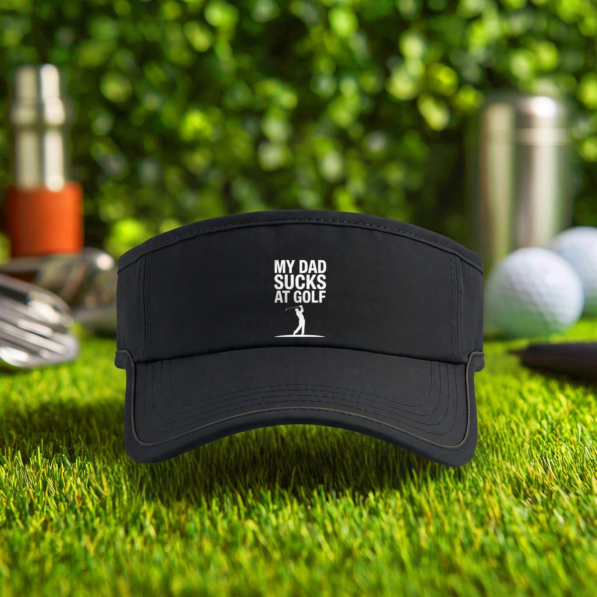 My Dad Sucks At Golf Visor in Black
