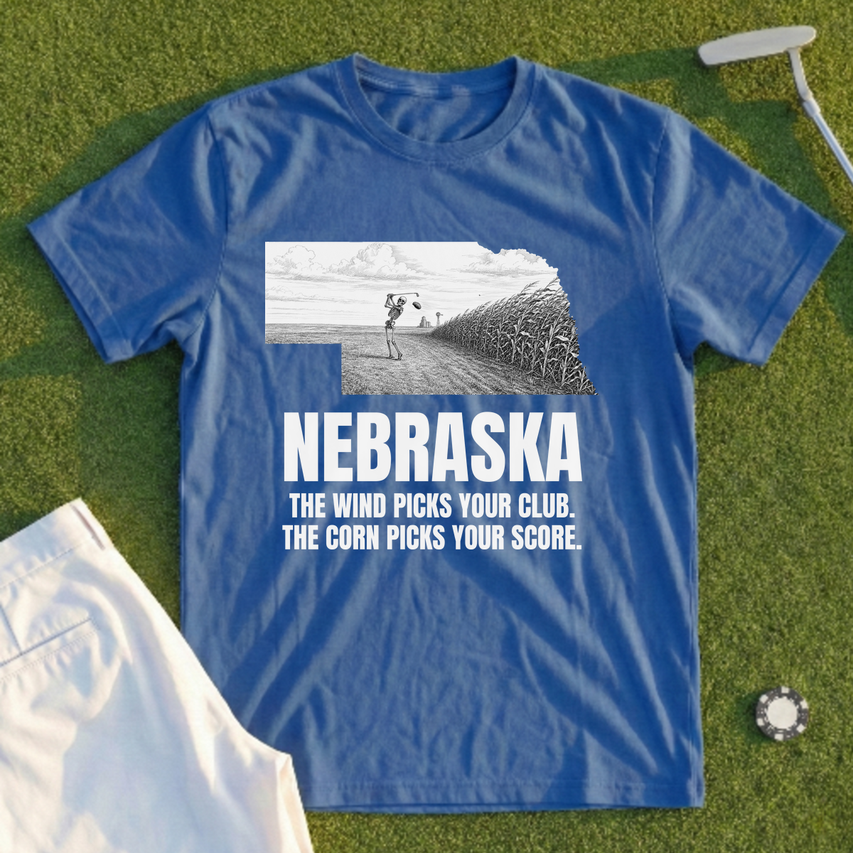 Nebraska The Wind Picks Your Club The Corn Picks Your Score Tee