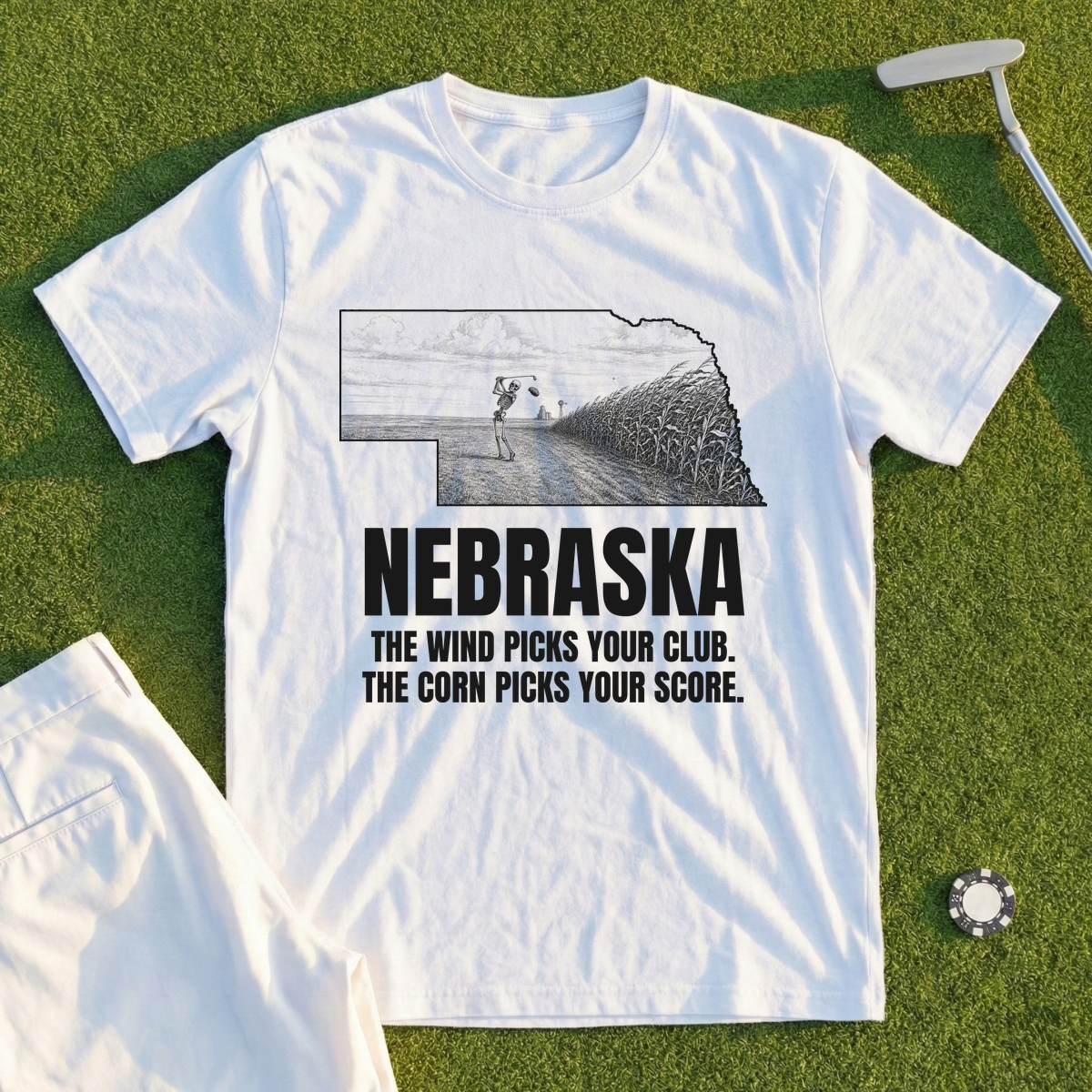 Nebraska The Wind Picks Your Club The Corn Picks Your Score Tee