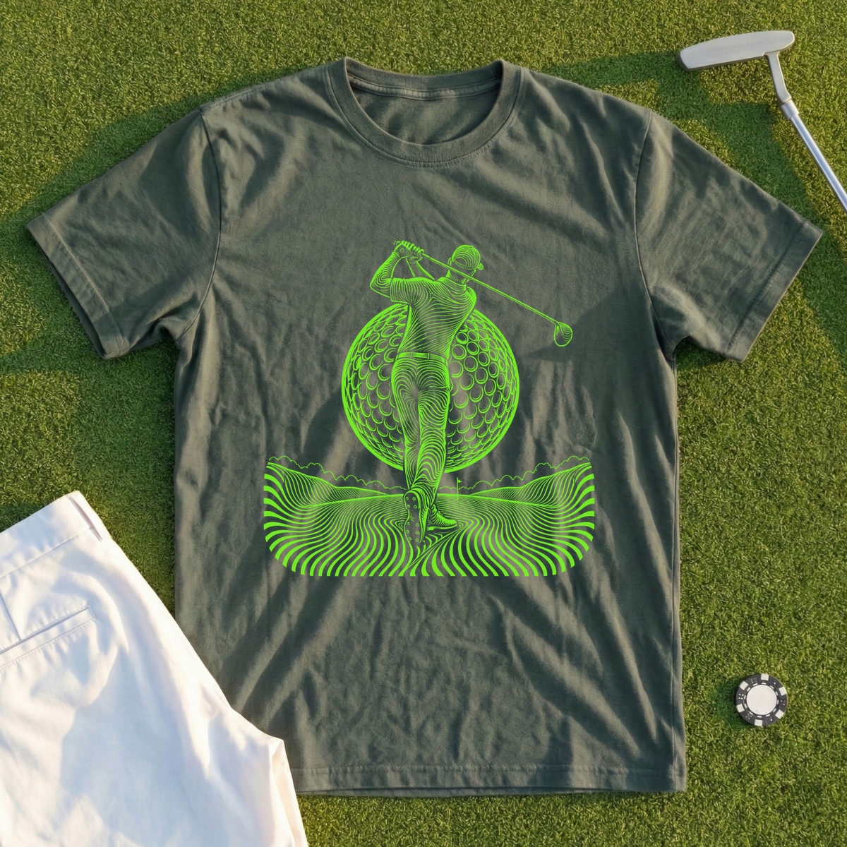Neon Contour Swing, Giant Ball Tee