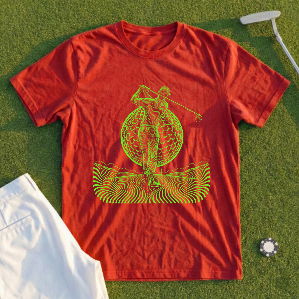 Neon Contour Swing, Giant Ball Tee