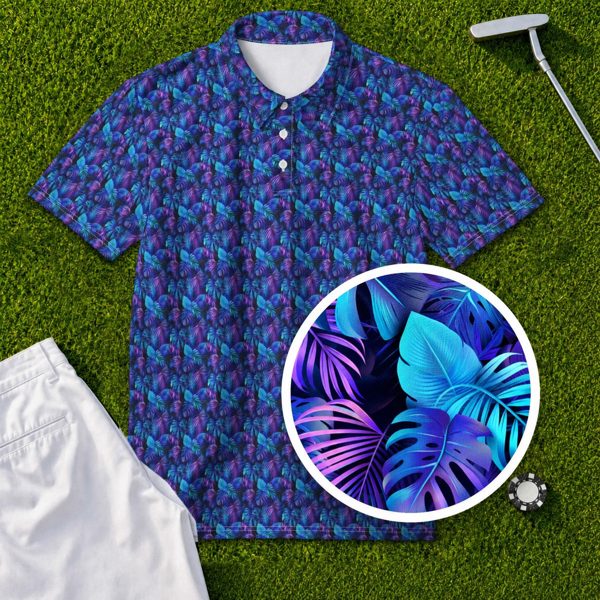 Neon Jungle Performance Print Polo