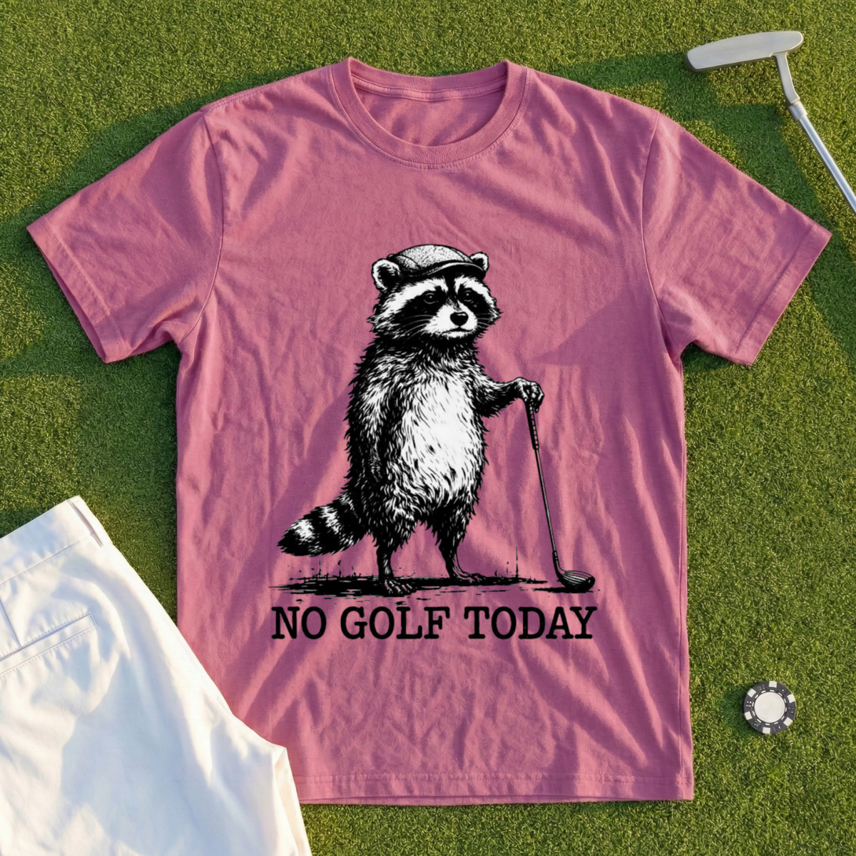 No Golf Today Raccoon Tee