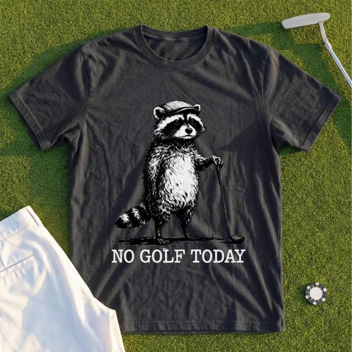 No Golf Today Raccoon Tee
