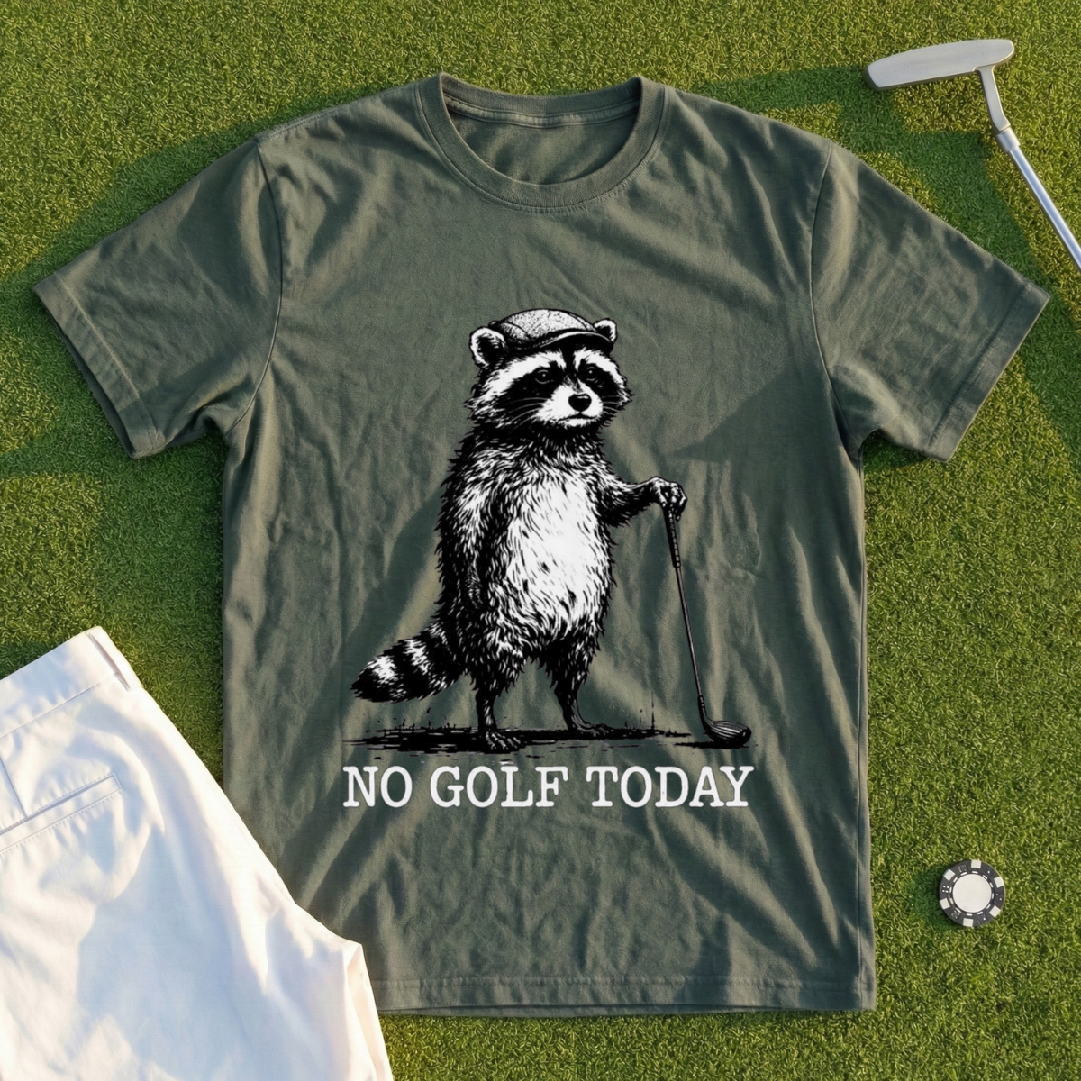 No Golf Today Raccoon Tee