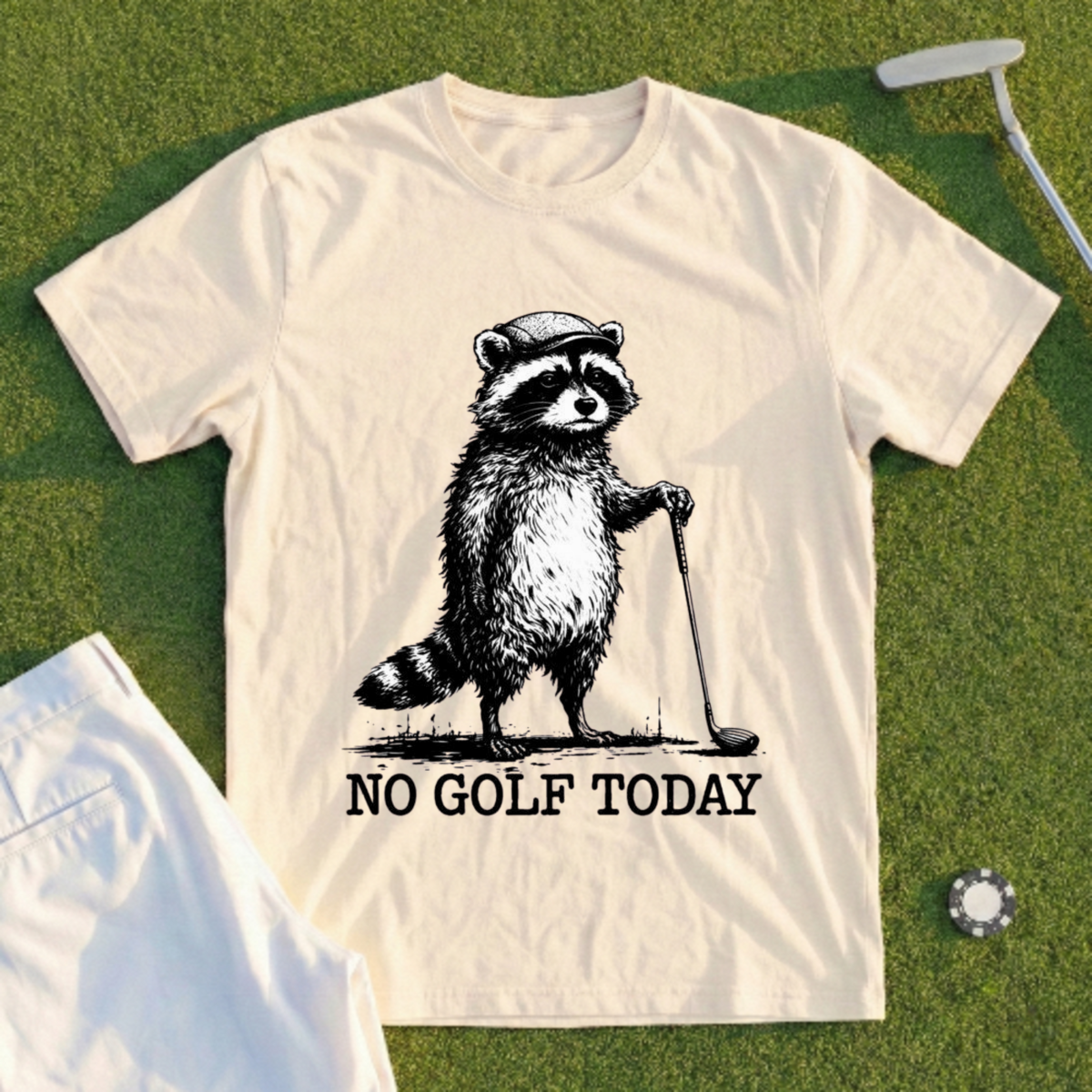 No Golf Today Raccoon Tee