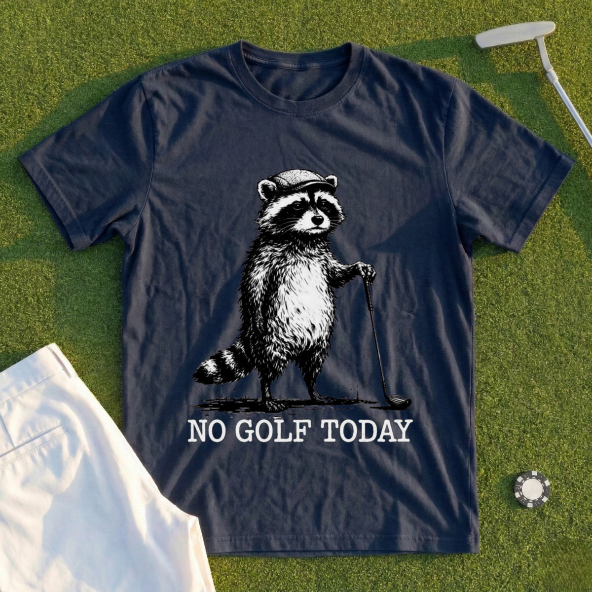 No Golf Today Raccoon Tee