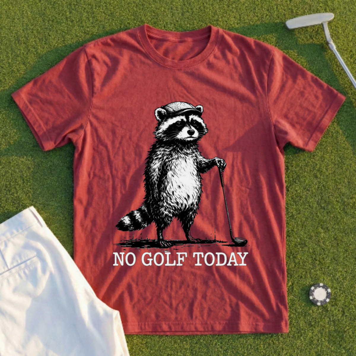 No Golf Today Raccoon Tee