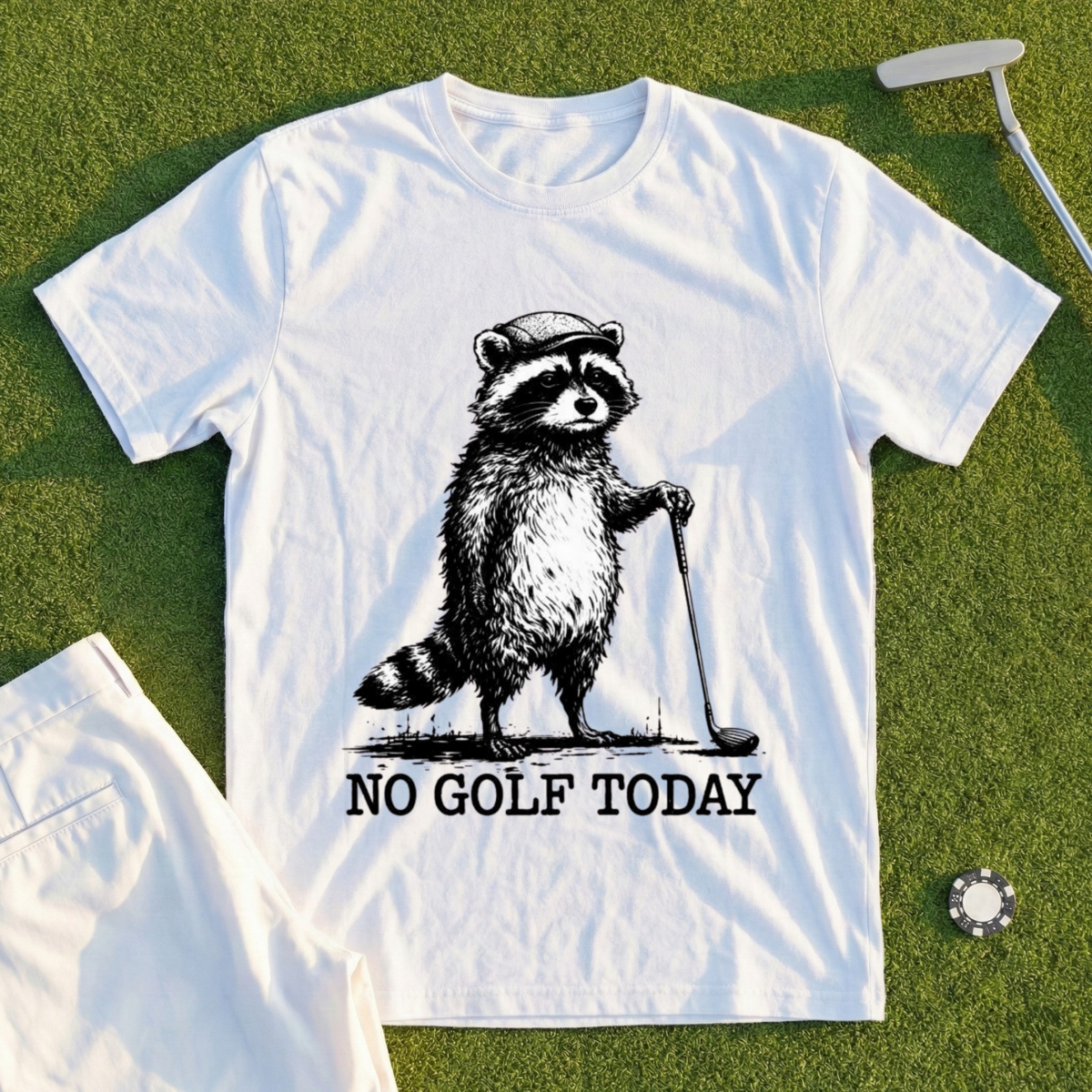 No Golf Today Raccoon Tee