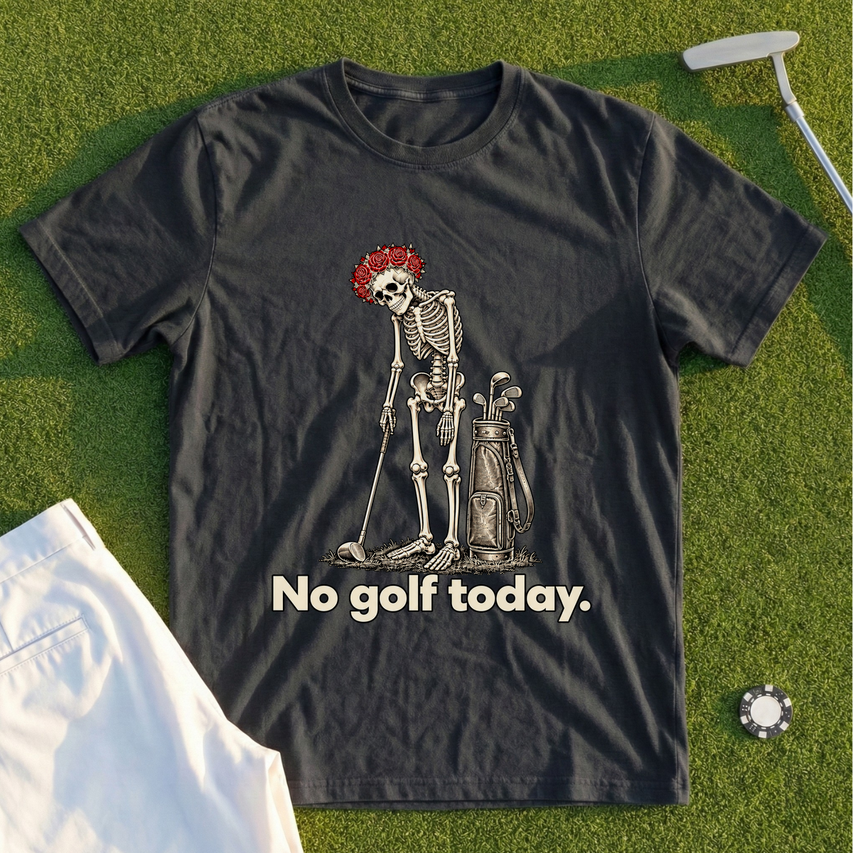 No Golf Today Skeleton Tee