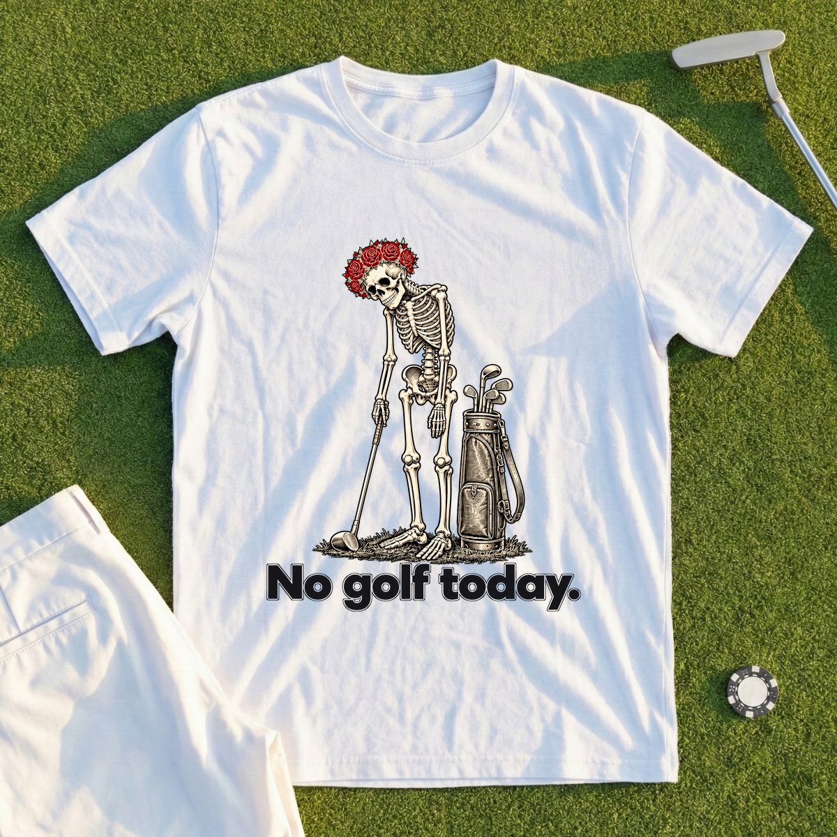 No Golf Today Skeleton Tee