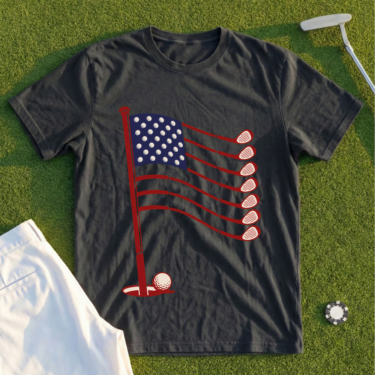 Old Glory On The Green Tee