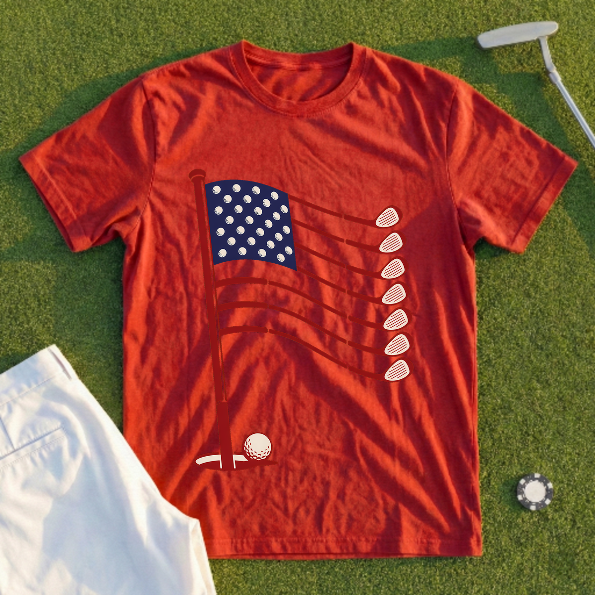 Old Glory On The Green Tee