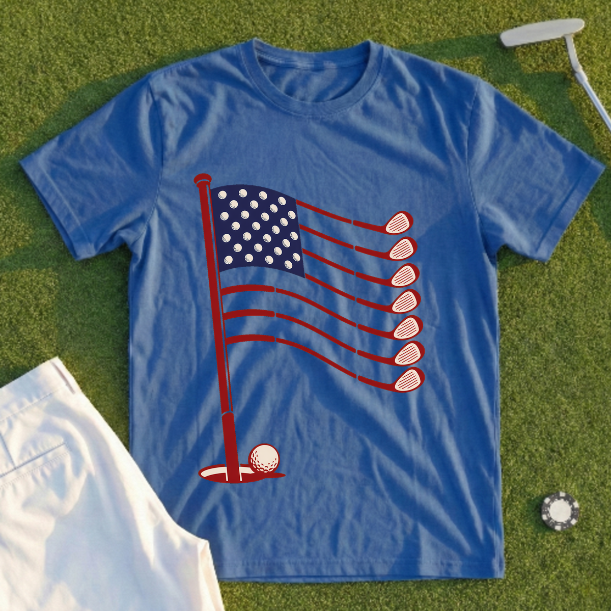 Old Glory On The Green Tee