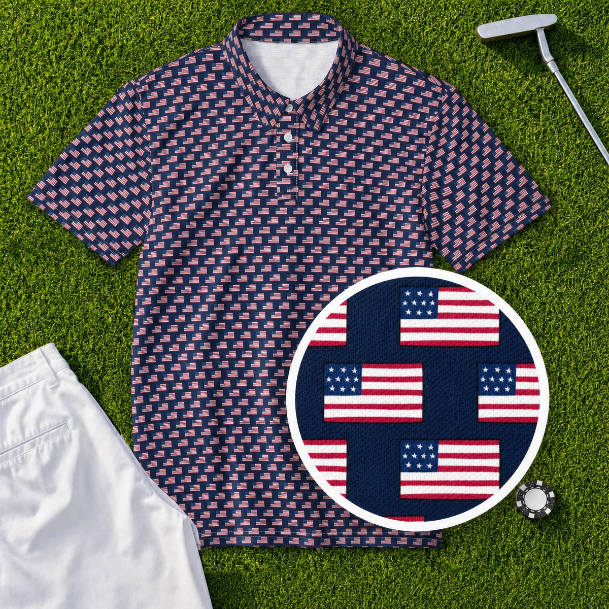 Old Glory Performance Print Polo