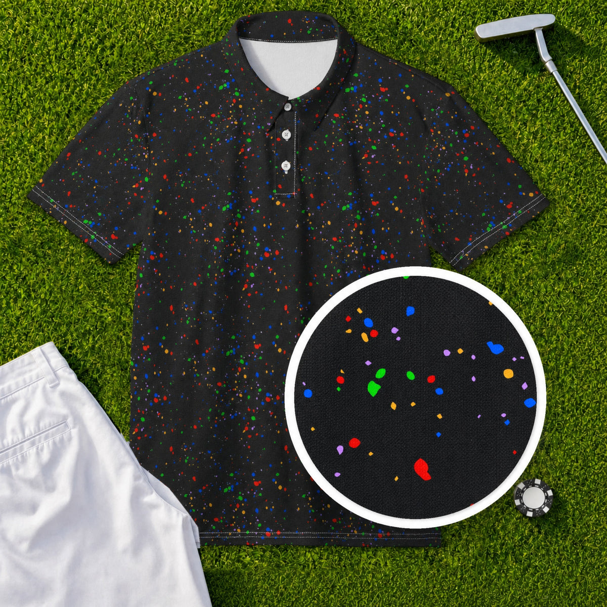 Paint Drops Performance Print Polo
