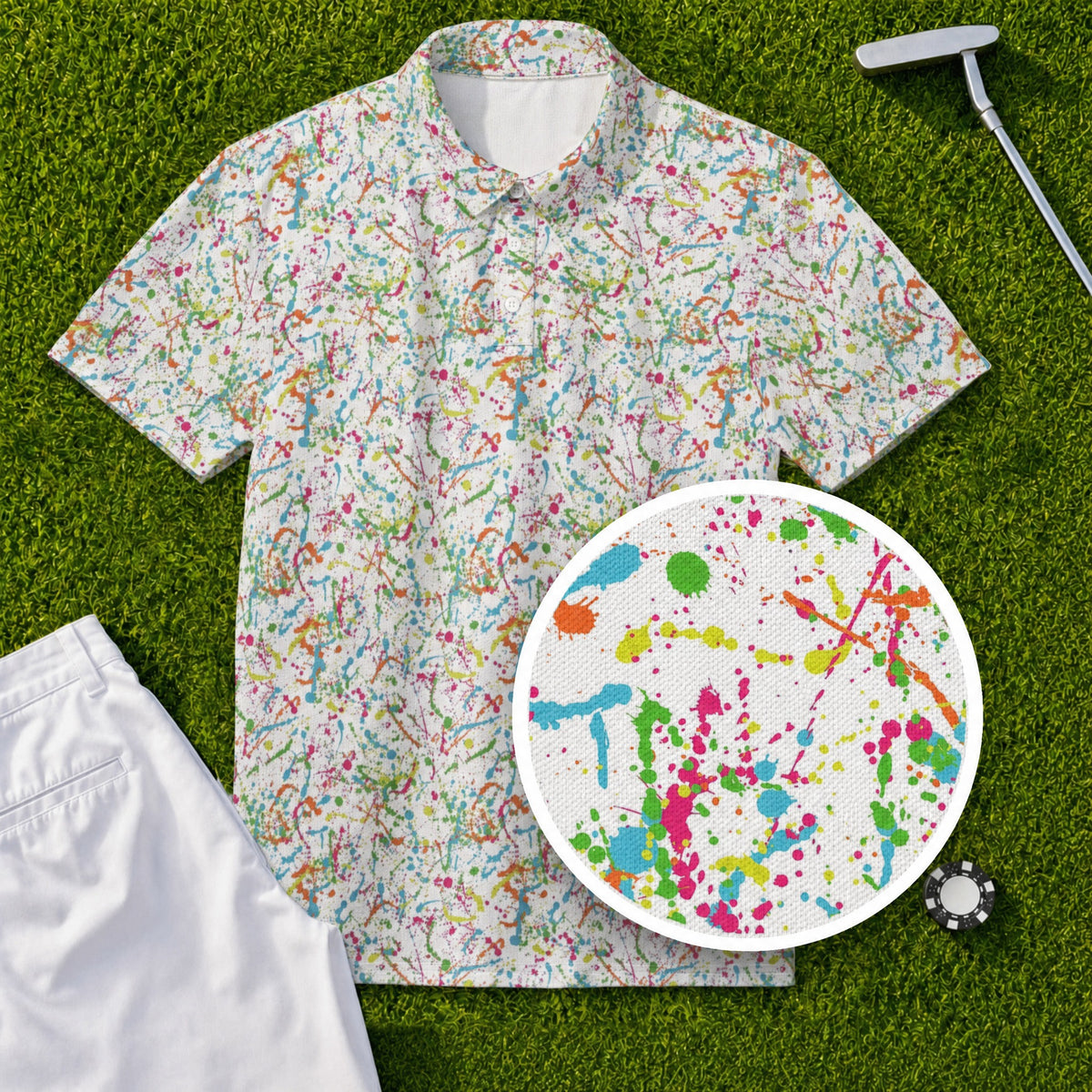 Paint Splatter Performance Print Polo