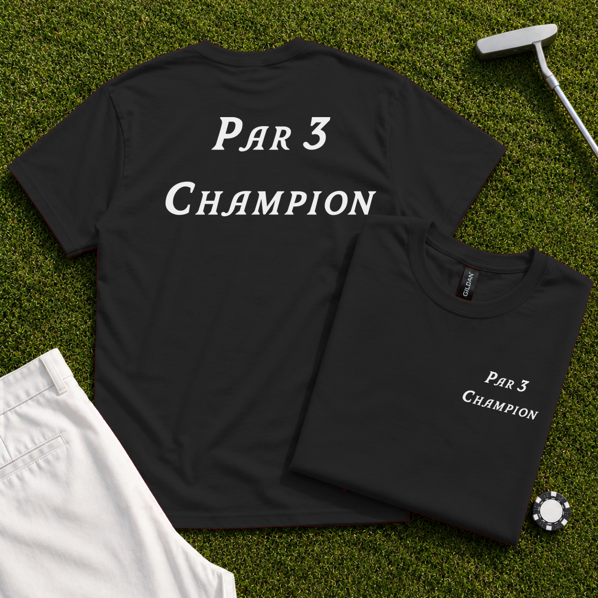 Par 3 Champion Back Print Tee