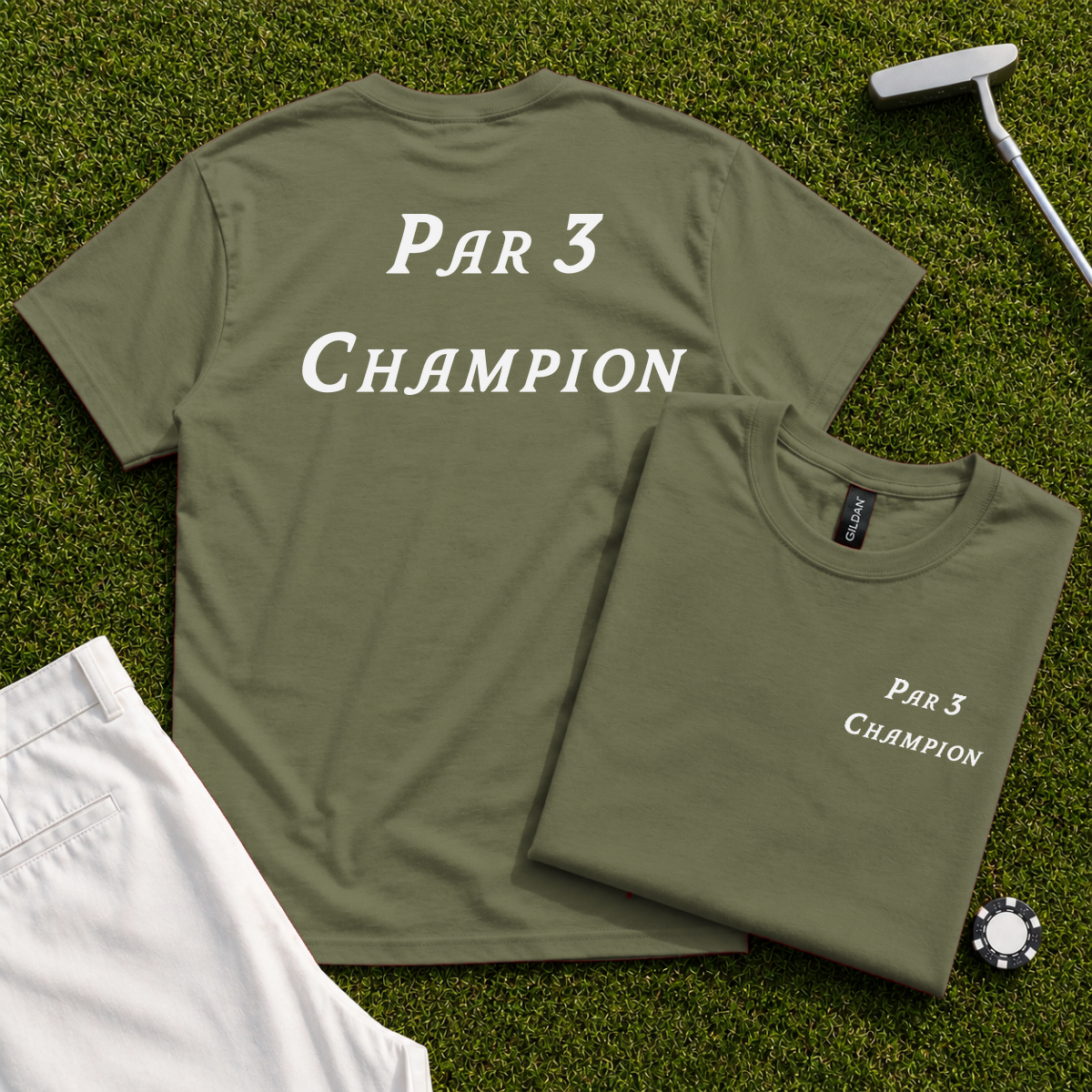 Par 3 Champion Back Print Tee