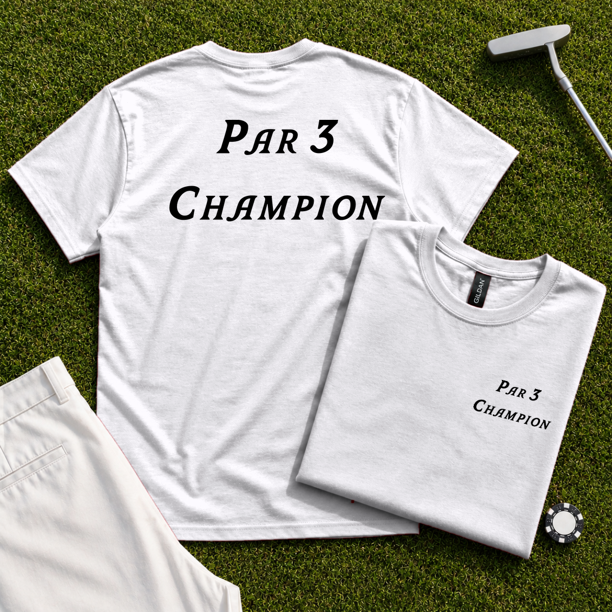 Par 3 Champion Back Print Tee