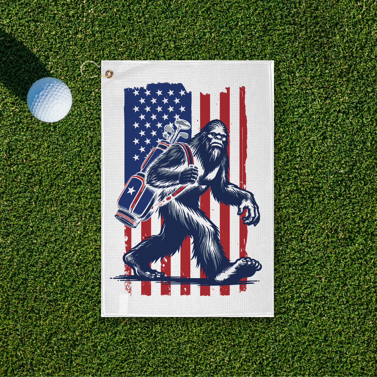 Patriotic Bigfoot Golf Towel